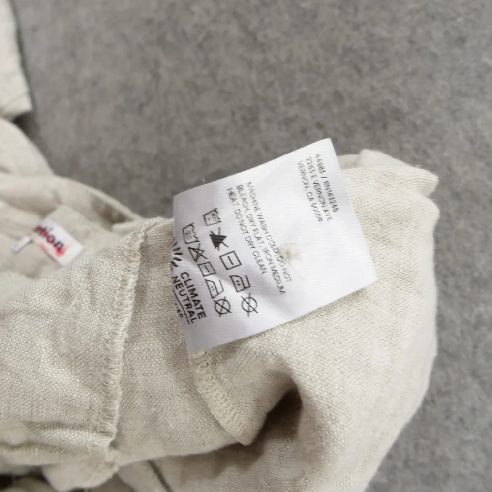 Reformation Womens Pants 8 Beige 100% Linen Wide Leg Pleated High Rise Chambray